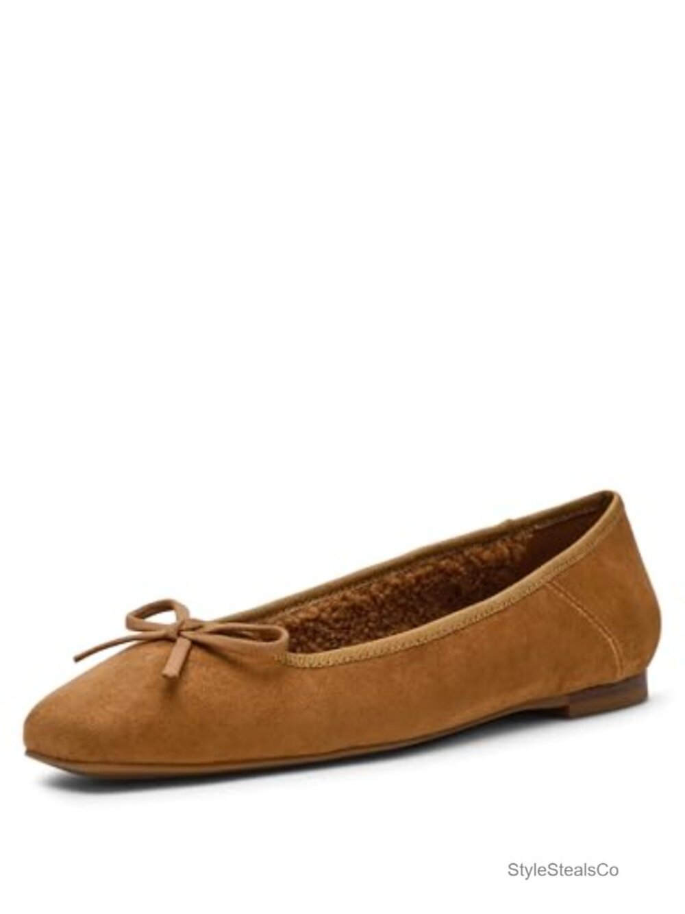 Womens Ballet Flats Cap Toe Suede Slip On Formal Shoes